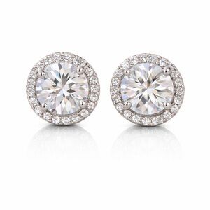 NWT Diamond Moissanite Halo Stud Earrings 1.0ctw S925 Sterling Silver $299 MSRP